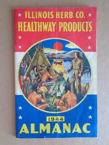 Vintage 1944 ALMANAC-ILLINOIS HERB CO.-Healthway Products-BUY U.S. WAR BONDS AD - Imagen 1 de 7