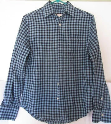 Mens Merona Navy & Light blue checked Linen long sleeve shirt size Small - Image 1 of 4