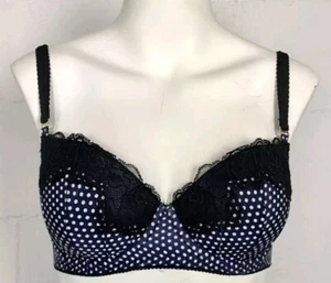 Stella McCartney Ellie Leaping Contour Balconette Bra Navy Blue Polka Dot... - Picture 1 of 5
