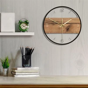Orologio da parete con struttura in legno, rotondo, a batteria, da 30 cm, per de - Foto 1 di 10