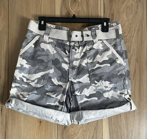 Carhartt Womens 8 Gray Camo Shorts Relaxed Fit Ripstop Camouflage Hiking Belted - Picture 1 of 11