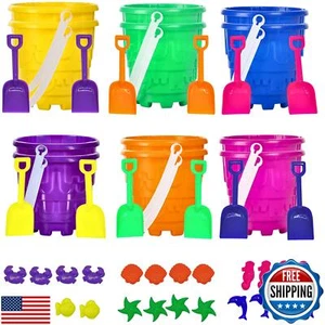 4E's Novelty 12 Sets Beach Toys - Includes 12 Sand Buckets, 12 Shovels, 24 Sa - Picture 1 of 5