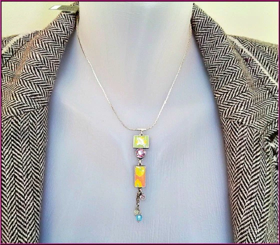 NUEVO COLLAR CADENA PLATA PEREGRINO DINAMARCA COLGANTE GOTA GEO CRISTAL ESMALTE COLGANTE Foto 1 de 1