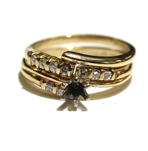 Anillo de compromiso de diamantes con montura semi oro amarillo de 14k conjunto de alianza de boda 4,8 g - Imagen 1 de 7