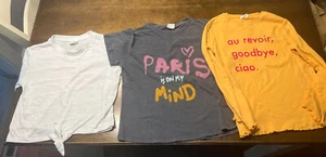 GUC Lot of 3 Zara Girls Tops 1 S/S 1 L/S T-Shirt 1 S/S Tie Paris theme size 9 - Picture 1 of 7