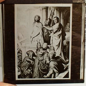 Antique Glass Slide Photo - Artwork Depecting Jesus Christ and the Romans - Picture 1 of 2