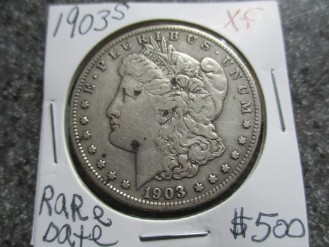 1903's MORGAN SILVER DOLLAR in EXTRA FINE condition, RARE DATE, NICE COIN Cover