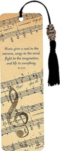 New Beaded BOOKMARK Music Gives a Soul to the Universe, Wings to the Mind. Plato - Imagen 1 de 5