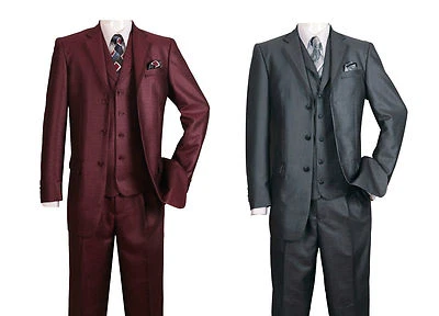 Men's Fashion Suit Lapel Trim Design With Vest and pants 3 Button 5 Colors 5909V - Image 1 of 4