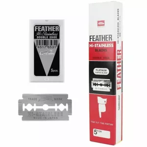 100 Japanese Made Feather Hi-Stainless Double Edge Razor Blades - Picture 1 of 3