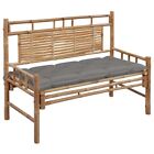 Bamboo Patio Bench With Seat Cushion 120cm Waterproof Durable Outdoor Furniture