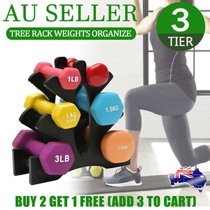 3-Tier Tree Rack Weights Organizer Dumbbell Storage Holder Gym Hand Weight Stand - Picture 1 of 12