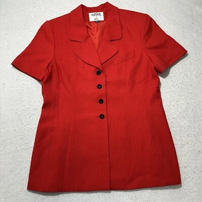 Kasper For A.S.L. Women's 14 Short Sleeve Blazer Jacket Red Button Front Coat - Image 1 of 4
