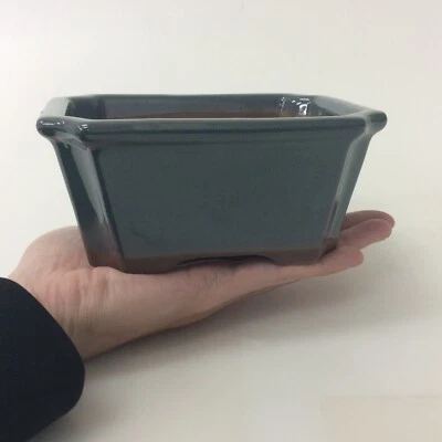 Japanese Bonsai Pot Banko ware Blue-Green Glazed  Cactus Plants A0002 - Image 1 of 4