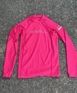 O'Neill Youth Basic Skins UPF 50+ Long Sleeve Rash Guard Pink Size 14 - Picture 1 of 3