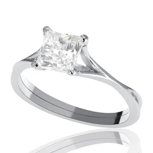 3/4 Karat Diamant Verlobungsring Princess Cut H/VS1 14K Weißgold Größe 6 - Bild 1 von 5