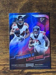 2019 Falcons Devonta Freeman & Julio Jones Panini Playoff Thunder and Lightning - Picture 1 of 2