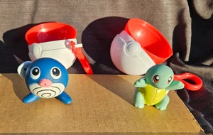 2 Stück Burger King Pokemon Spielzeug - Squirtle - Poliwhirl mit Pokeballs - Bild 1 von 3