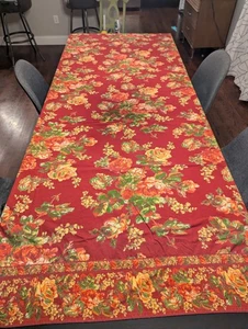April Cornell Red Rose Floral Dining Tablecloth Cotton 60 x 102 EUC Fall - Picture 1 of 7