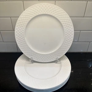 Juego de 5 platos de cena Mikasa TRELLIS blancos de 11" porcelana de hueso - MUY ligeramente usados - Imagen 1 de 18