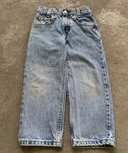 VTG Levi’s Kids Boys 550 Distressed Blue Jeans Sz 5 90s Faded Actual Sz 20x17 - Picture 1 of 15