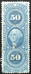 USA - 1871 Scott #R60c 50c George Washington Orig Process Revenue - Bild 1 von 3