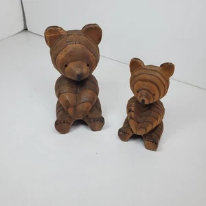 Japanese Kokeshi Doll Bear Ainu Cedar Cypress Wooden Craft Carving Figurines - Picture 1 of 5