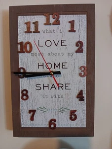 Wooden 14" X 9" Hand Crafted "Love Home Share" Original Repurposed Clock... - Picture 1 of 4