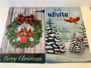 2-Bruce Michael Yard Flaggen Dbl. Sided Winter Christmas 12" × 18" NEU Cardinal’s - Bild 1 von 6