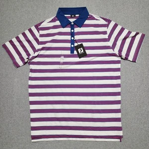 FootJoy Bold Stripe Lisle Polo Uomo L Stoppino Blu Profondo/Bianco/Rosa 29955 Nuova con etichette - Foto 1 di 11