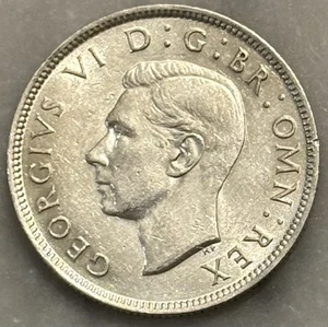 1942 UK Two Shillings - AU - About Uncirculated - 50% Silver - Picture 1 of 3