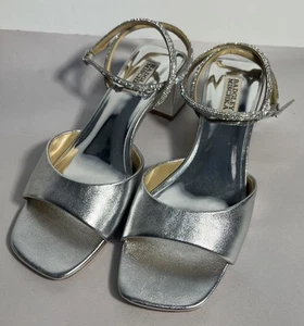 Badgley Mischka sandalo donna argento tacco infinito misura 8,5 provato - Foto 1 di 11