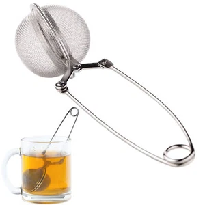 Tea Ball Strainer for Loose Leaf Tea Long Handled Mesh Snap Ball Tea Infuser - Picture 1 of 10
