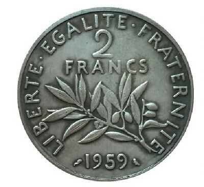 2 Francs 1959 Essai - Pièce En Cuivre Plaquage Argenté • 12€