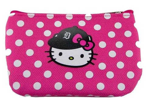 Detroit Tigers Hello Kitty Pink Polka Dot Girls Wallet Coin Purse MLB Gift Cover