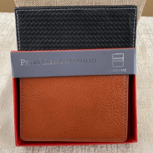 Perry Ellis Men's Portfolio Card Case/ID/Wallet w/Box. Light Brown (Cognac). NWT - Picture 1 of 10