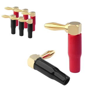 Right Angle Banana Plugs 4 Pairs/8 Pack, 90 Degree 4Mm 24K Gold Plated Dual Scre - Picture 1 of 12