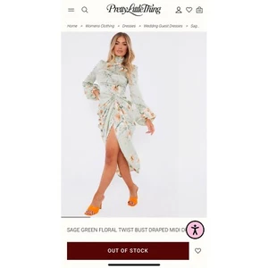 Vestido PrettyLittleThing Floral Cuello Alto Acanalado Manga Larga Verde Salvia EE. UU. 4 - Imagen 1 de 14