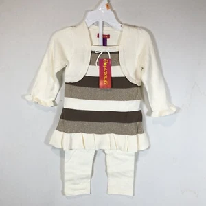 Greendog 12 M, 2 Piece Sweater Set Cream Tan Sparkle Top, Cream Knit Pants NWT - Picture 1 of 5