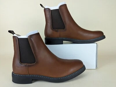 Calvin Klein Fenwick Chelsea Boots Mens 12 Brown Leather Pull On Shoes NWB - Image 1 of 4
