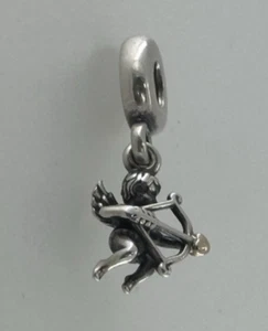 Pandora Gold Two Tone Cupid Bow Arrow Heart Dangle Charm 791251 - Picture 1 of 7