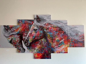 Beautiful Canvas Wall Art 5-Panel Picture of Horses  - Picture 1 of 4