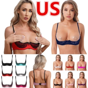 Lencería de encaje sexy para mujer sujetadores con aros color en contraste sujetador de estante demi-copa - Imagen 1 de 154