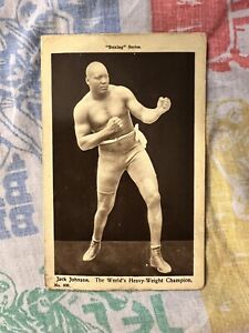 Vintage 1910 boxing series postcard Jack Johnson world champion HOF black boxer