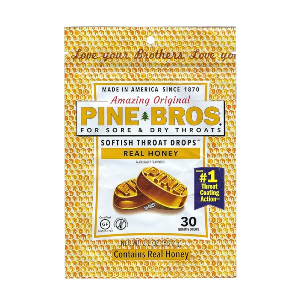 Gotas de garganta blandas Pine Bros., miel real 30 gotas gomosas Foto 1 de 1
