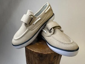 Polo Ralph Lauren Boy's Kids Tan Beige Canvas Upper Boat Shoes Size 9 - Picture 1 of 10