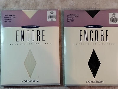 Nordstrom Encore Lycra Pantyhose - Ivory & Black- Size: Queen Petite ( 2 Pairs) - Image 1 of 4