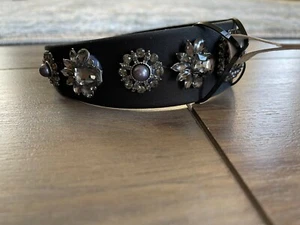 New Black Fancy Gray Crystal Beads Women Wide Headband Hair Hoop Bridal XmasGift - Picture 1 of 10