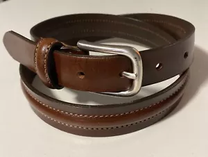 Eddie Bauer dunkelbrauner Ledergürtel passt 29”- 33” Made in Italy - Bild 1 von 8