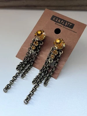 Konplott Ohrringe Ohrclip Gelb  Boho Hippie vintage  - Bild 1 von 4